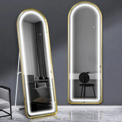 SBAGNO Arched Mirror,60" x 20" Full Length Mirror with LED,LED Floor Mirror,Arched Lighted Mirror,Dimming & 3 Color Modes & Touch,Free Standing/Wall Mounted Mirror