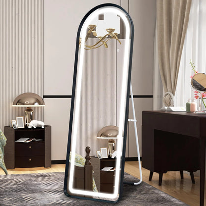 SBAGNO 63" x 20" Led Mirror Full Length,Full Length Mirror with Lights Arch Design,Dimming & 3 Color Modes,Lighted Full Body Length Light up Mirror Touch,Free Standing,Wall Mounted