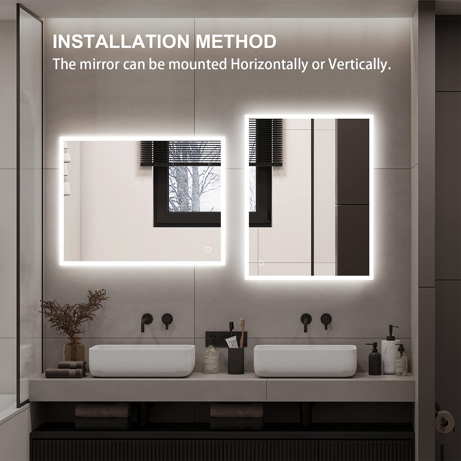 24x32 Inches LED-Bathroom-Mirror-with-Bluetooth-Speakers | SBAGNO